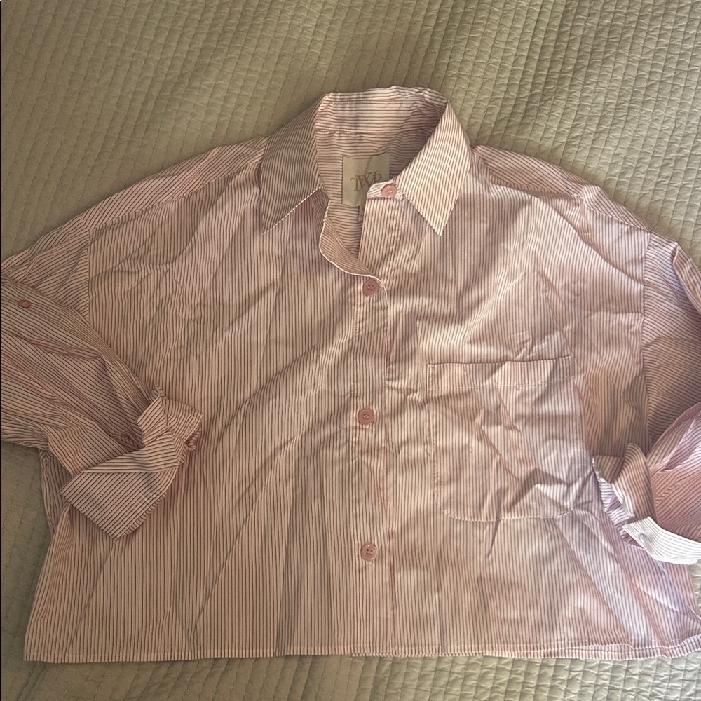 Like new cropped Pink Striped Blouse